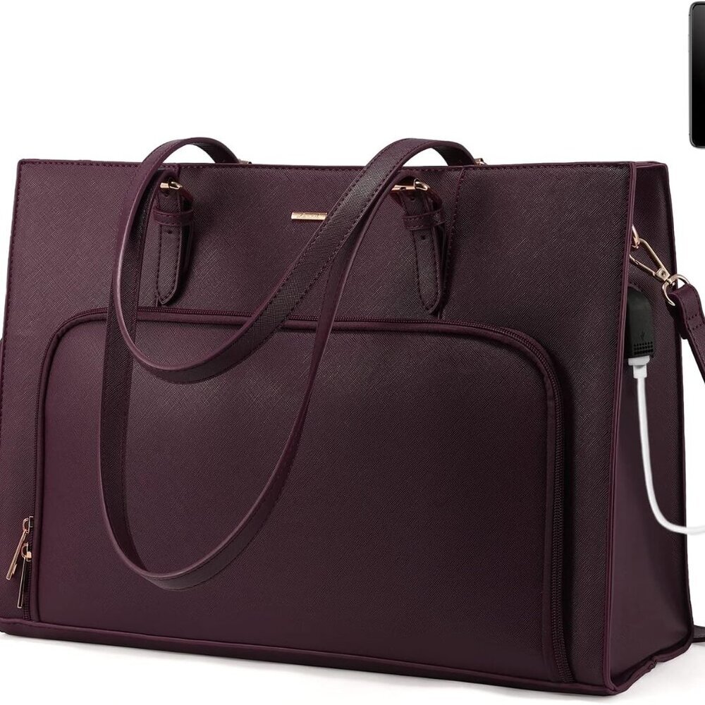 Laptop Bag for Women 15.6 inch Waterproof Work Tote Bag Briefcase with USB Charg